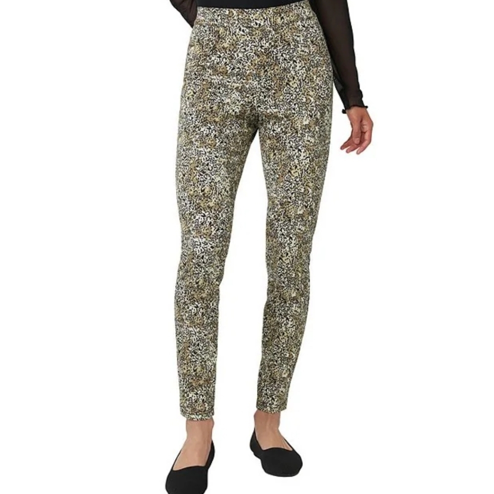 HUE Animal Print Denim Leggings Size Small